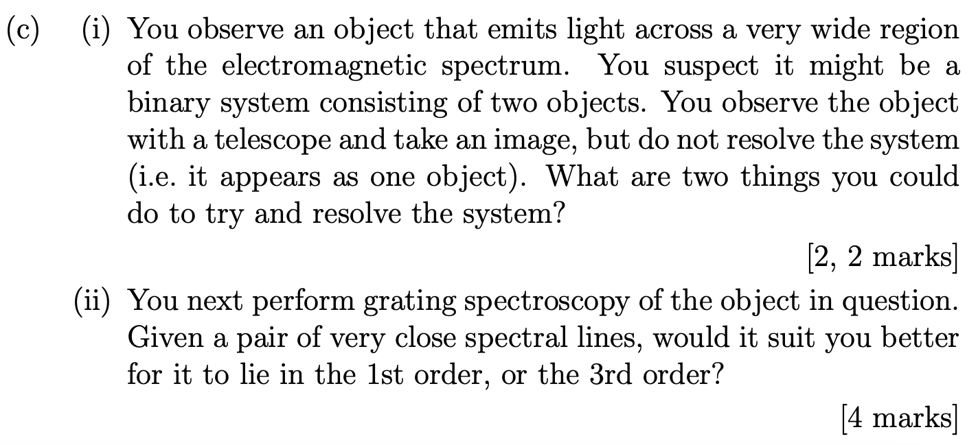 Solved (c) (i) You observe an object that emits light across | Chegg.com