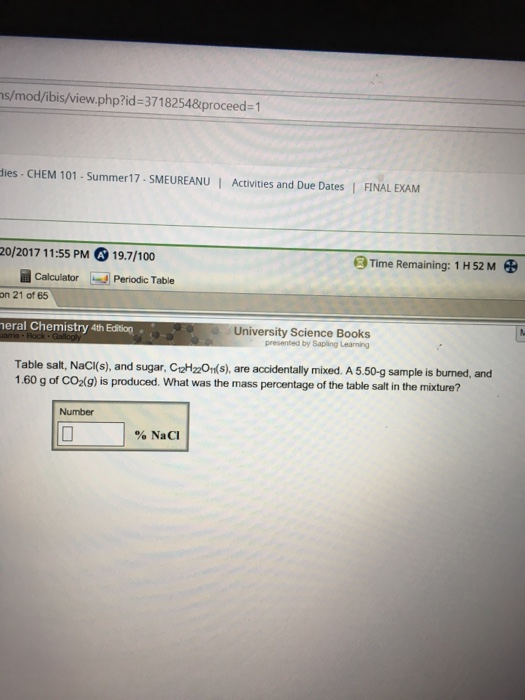 Solved Table salt, NaCl(s), and sugar, C_12H_22O_11(s), are