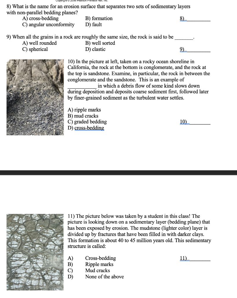 Solved 8) What is the name for an erosion surface that | Chegg.com