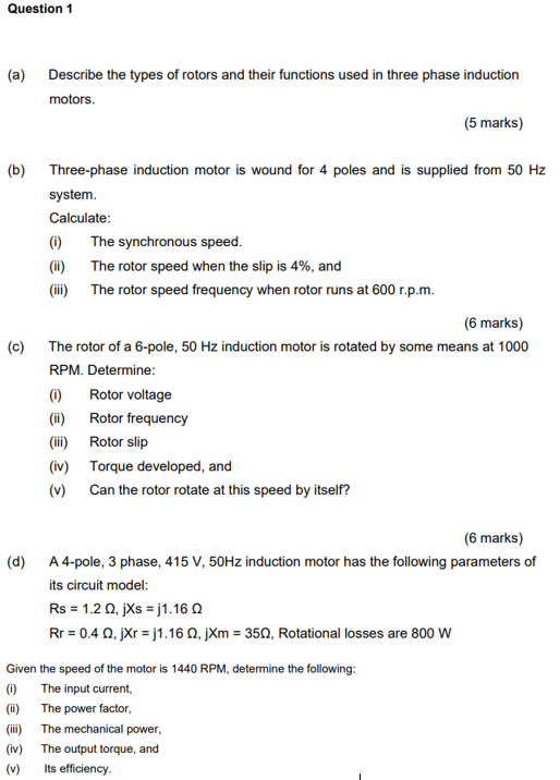 Solved (a) Describe the types of rotors and their functions