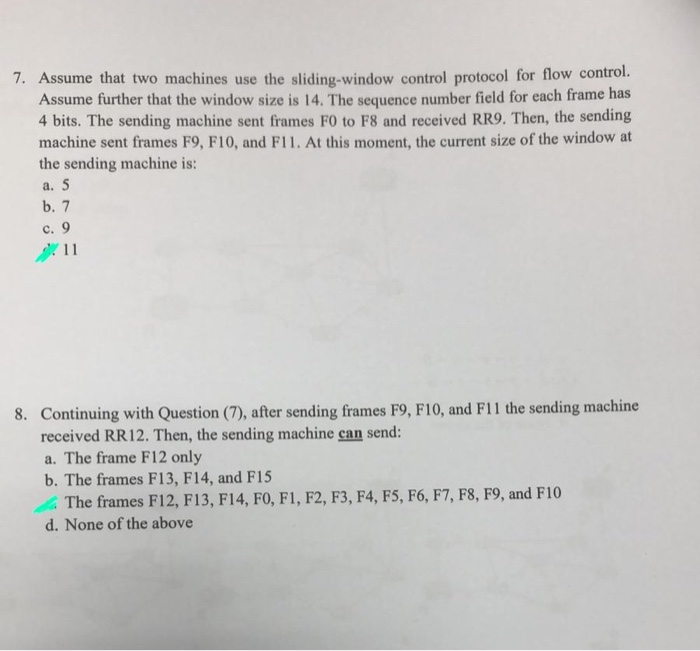 Solved 7. Assume that two machines use the sliding-window | Chegg.com
