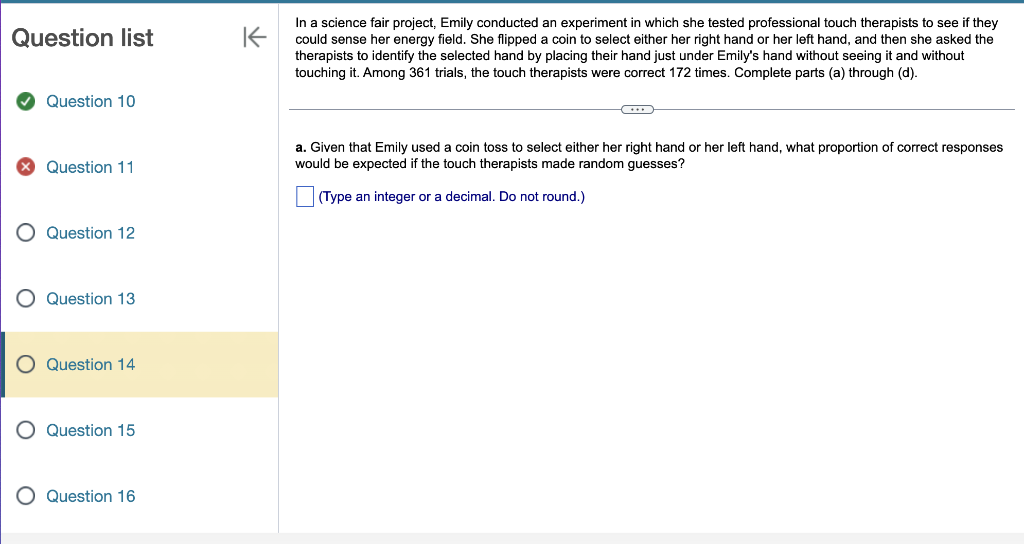 Solved In a science fair project, Emily conducted an | Chegg.com