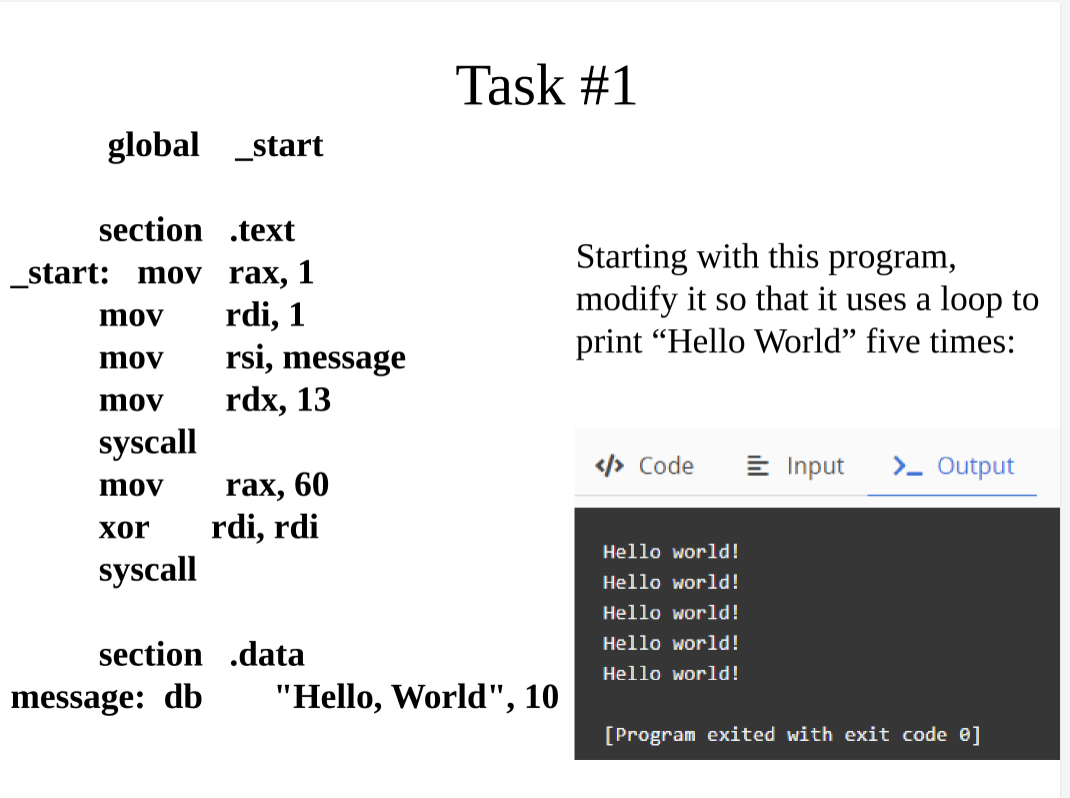 Solved Task #1 global _start Starting with this program, | Chegg.com