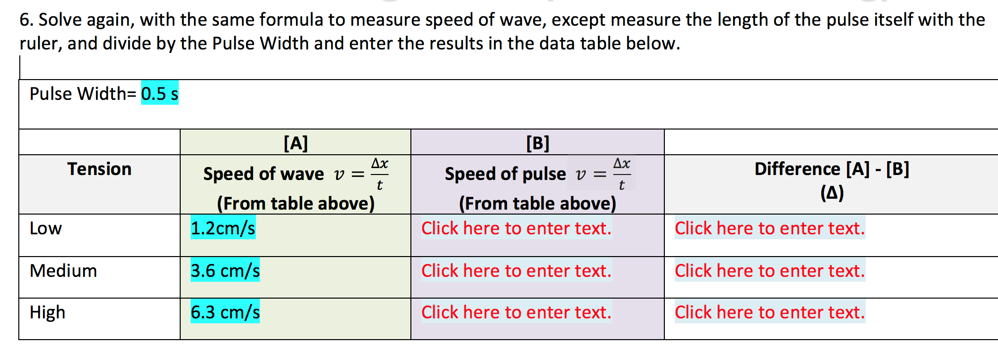 Wave speed