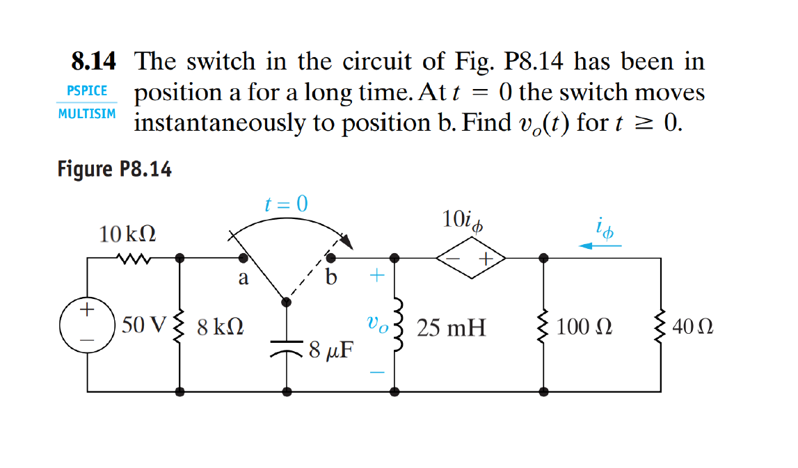 Solved 8.14 The switch in the circuit of Fig. P8.14 has been