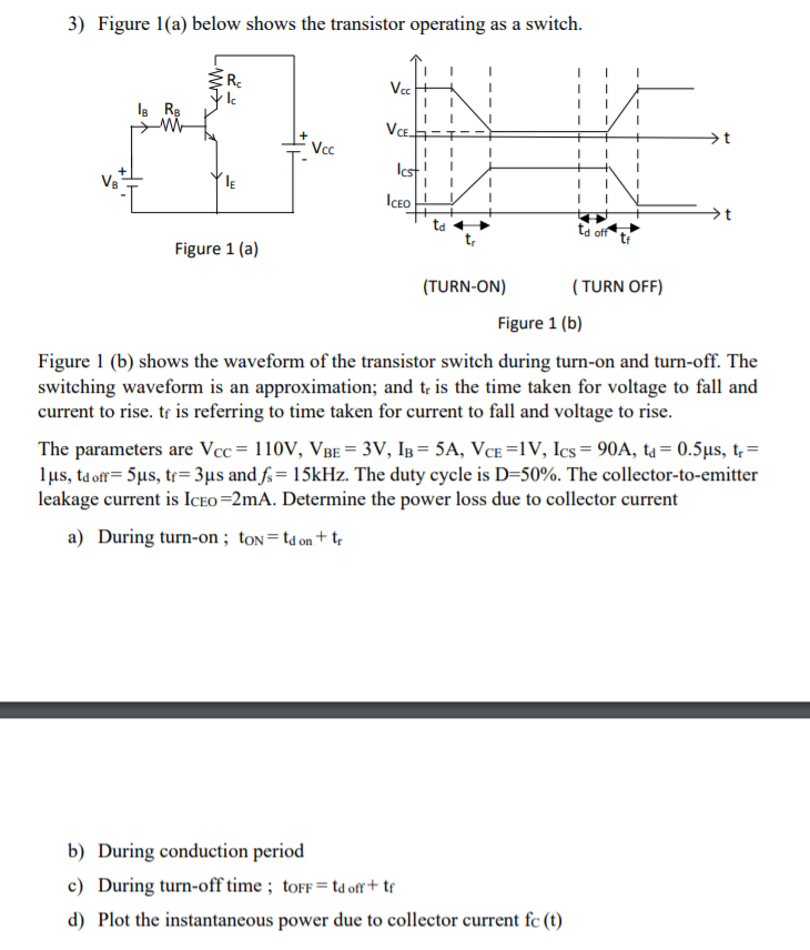 Solved 3) Figure 1(a) below shows the transistor operating | Chegg.com