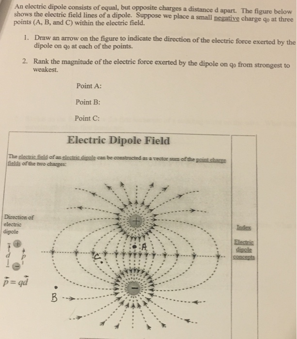 Solved An electric dipole consists of equal, but opposite | Chegg.com