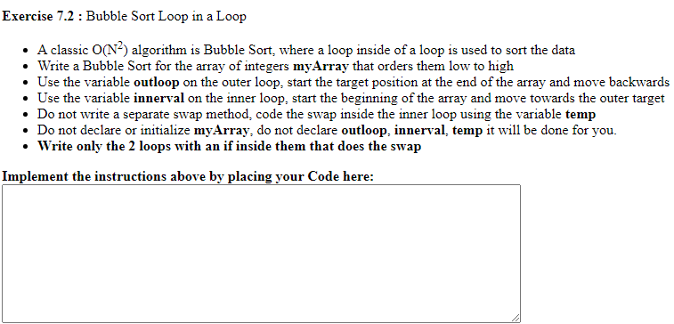 Solved Exercise 7.2 : Bubble Sort Loop in a Loop • A classic | Chegg.com