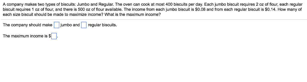 Solved A company makes two types of biscuits: Jumbo and | Chegg.com