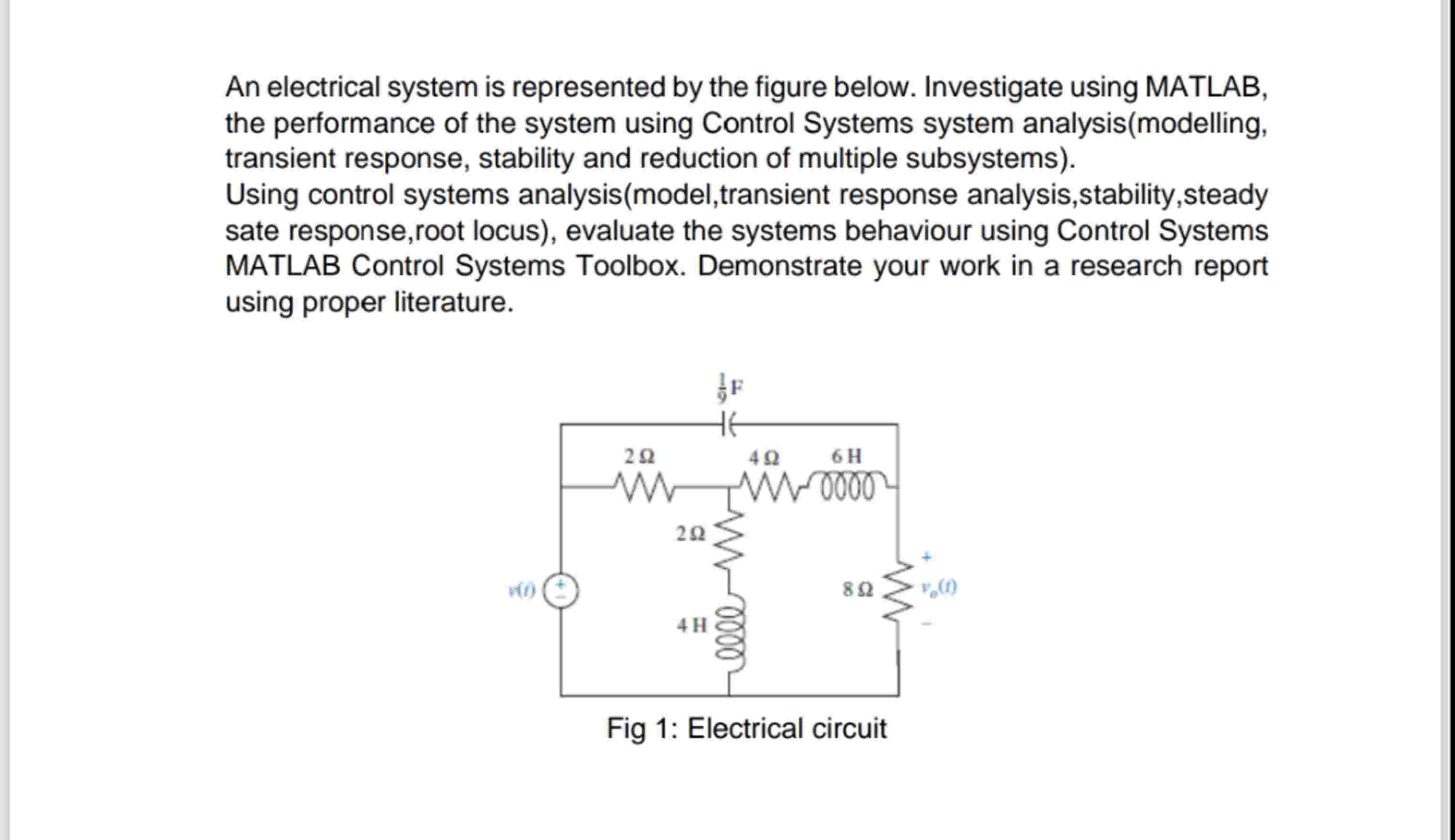 Solved An electrical system is represented by the figure | Chegg.com