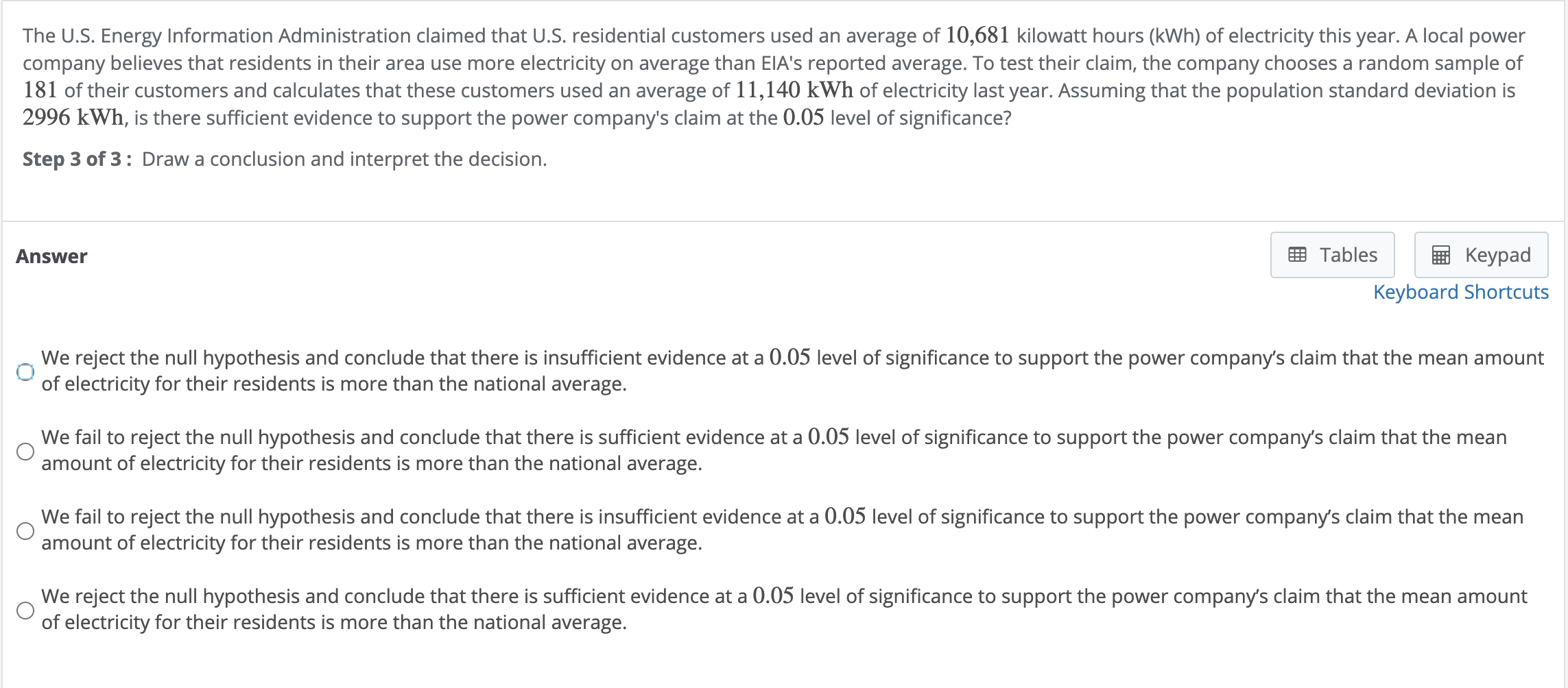 Solved The U.S. Energy Information Administration claimed | Chegg.com