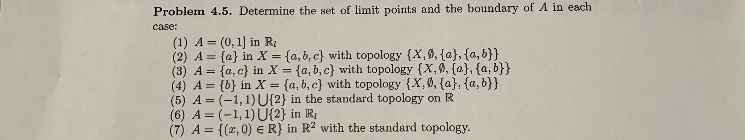 Solved Problem 4.5. Determine The Set Of Limit Points And | Chegg.com