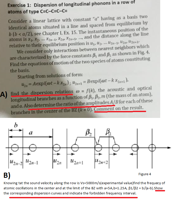Solved Exercise 1: Dispersion of longitudinal phonons in a | Chegg.com