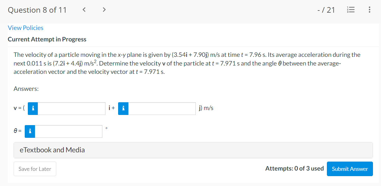 Solved The velocity of a particle moving in the x−y plane is | Chegg.com