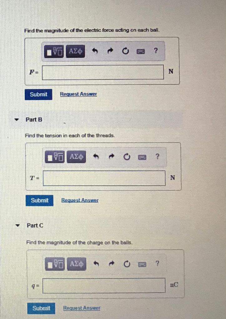 Solved Two small plastic balls hang from threads of