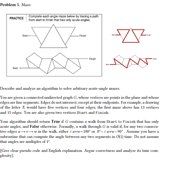 Solved Problem 5. Maze: PRACTICE Complete each angle maze | Chegg.com