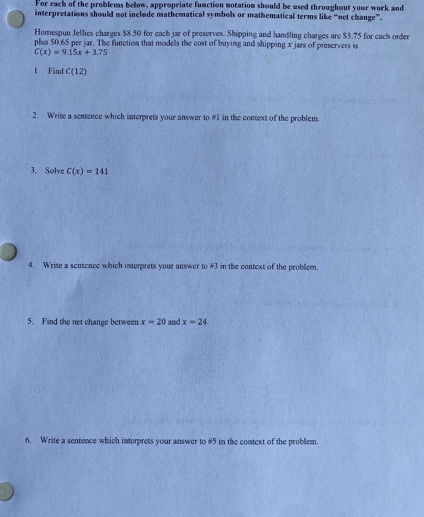 Solved For each of the problems below, appropriate function | Chegg.com