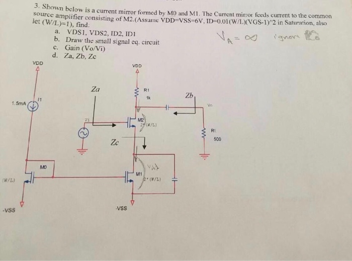 Solved 3. Shown below is a current mirror formed by MO and | Chegg.com