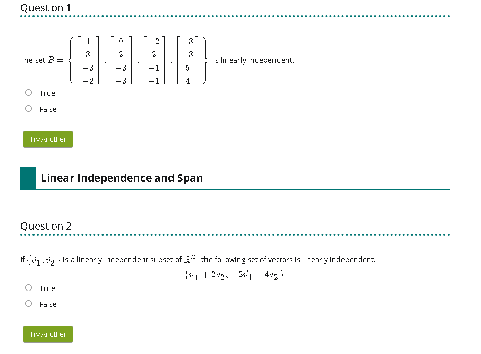 Solved Question 1 3 1 3 -3 0 2 -3 The Set B= 2 -1 Is | Chegg.com