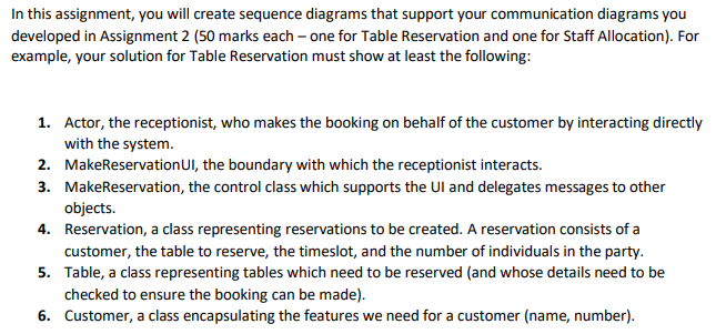 Solved In this assignment, you will create sequence diagrams | Chegg.com