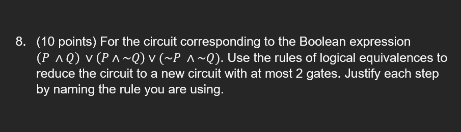 Solved 8. (10 Points) For The Circuit Corresponding To The | Chegg.com