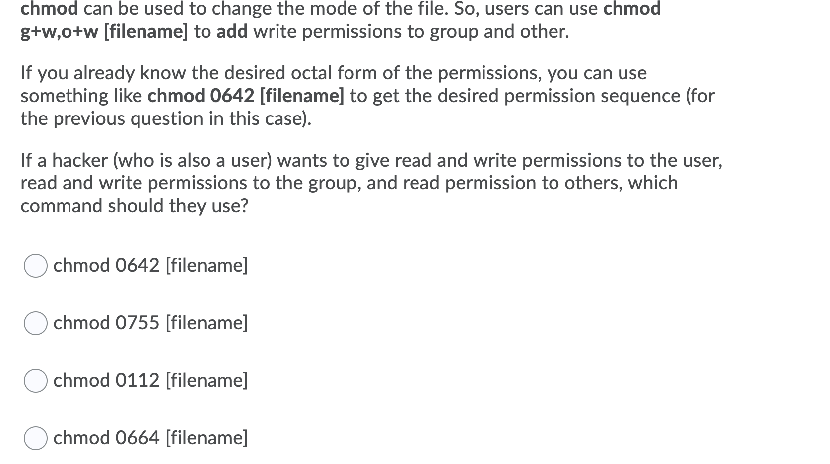 Solved Chmod Can Be Used To Change The Mode Of The File Chegg Com