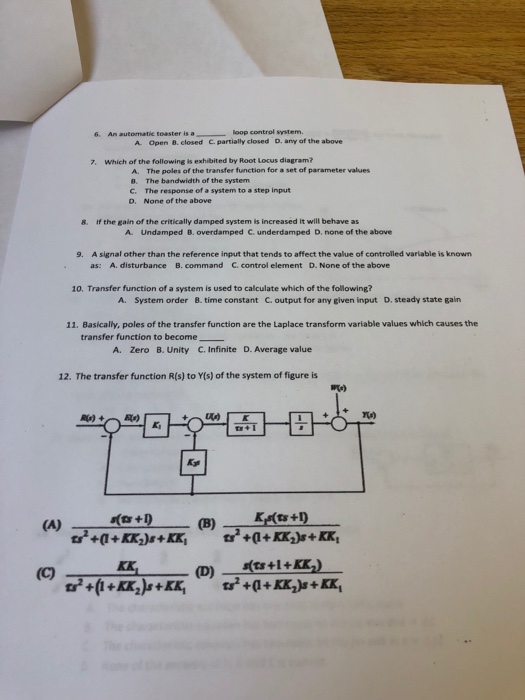 Solved 6. An autormatie toaster is a loop control system. A