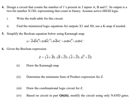 Solved 1. Using A Karnaugh Map, Find Minimal SOP And POS | Chegg.com