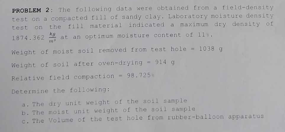 Solved PROBLEM 2: The following data were obtained from a | Chegg.com
