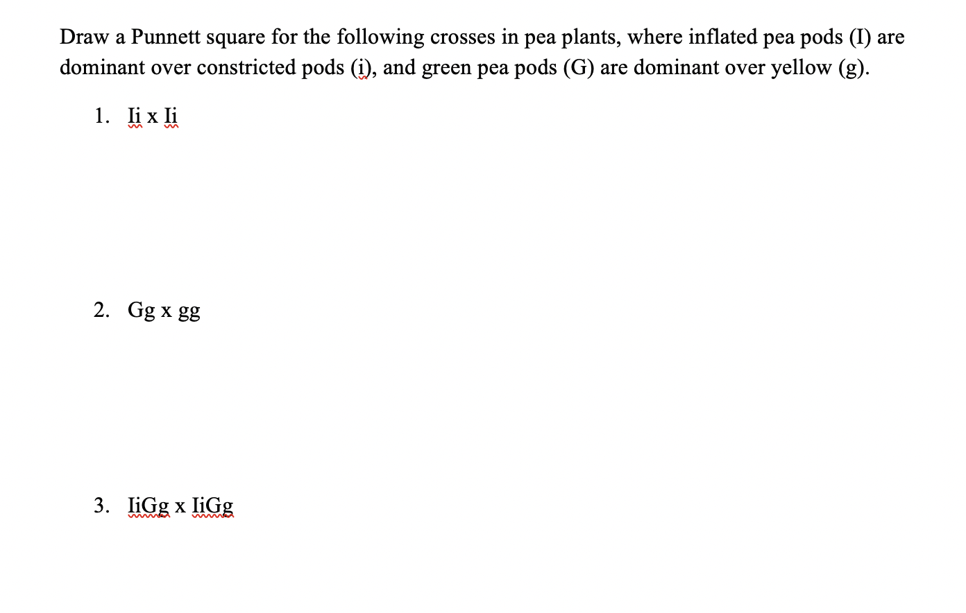 Solved Draw a Punnett square for the following crosses in | Chegg.com