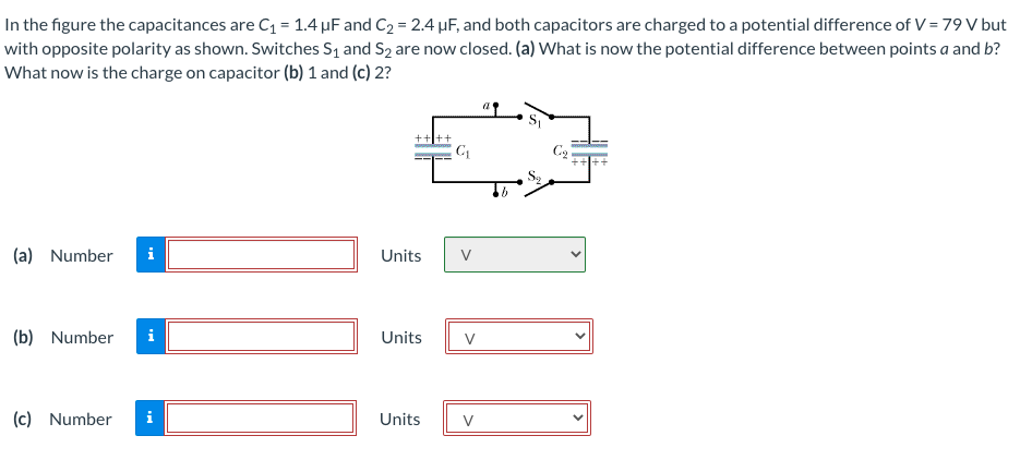 Solved In the figure the capacitances are C1=1.4μF and | Chegg.com