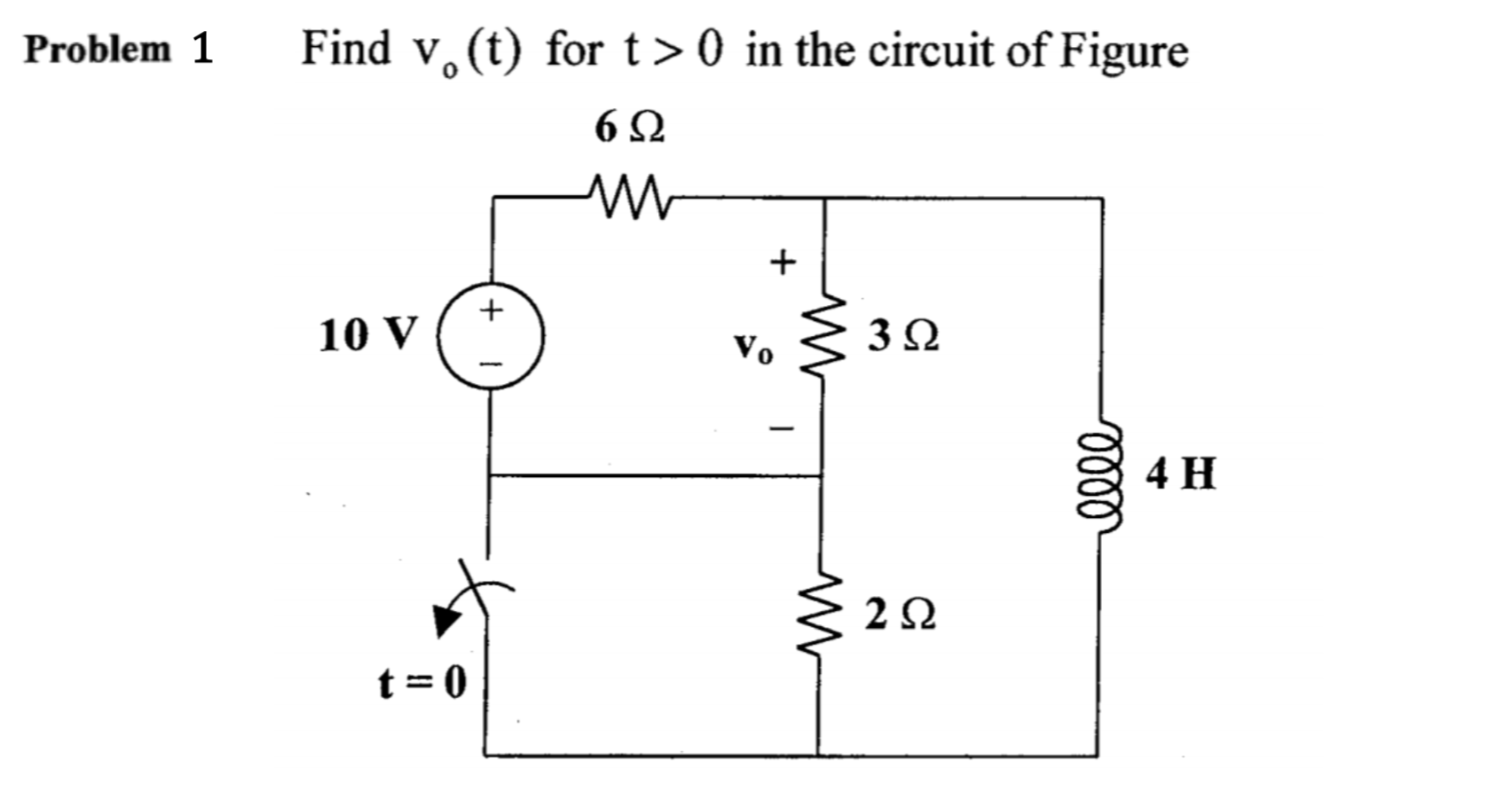 Solved Problem 1 Find v.(t) for t> 0 in the circuit of | Chegg.com