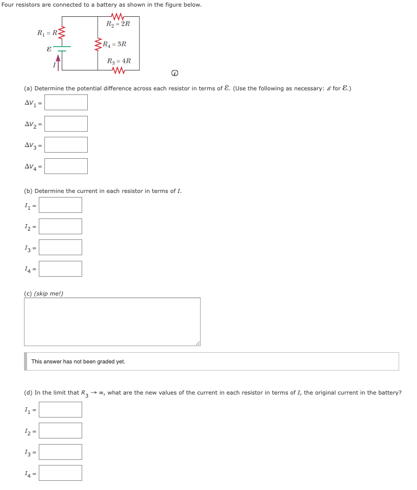 solved-four-resistors-are-connected-to-a-battery-as-shown-in-chegg