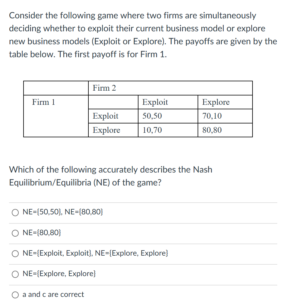 Solved Consider The Following Game Where Two Firms Are | Chegg.com