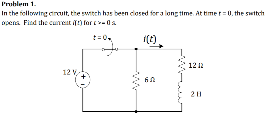 Solved Problem 1 In the following circuit, the switch has | Chegg.com