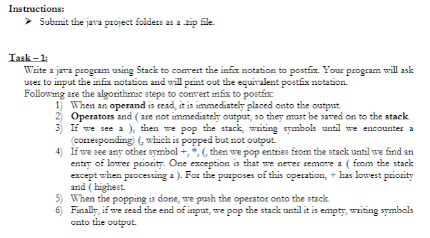 Solved Instructions: Submit the java project folders as a | Chegg.com