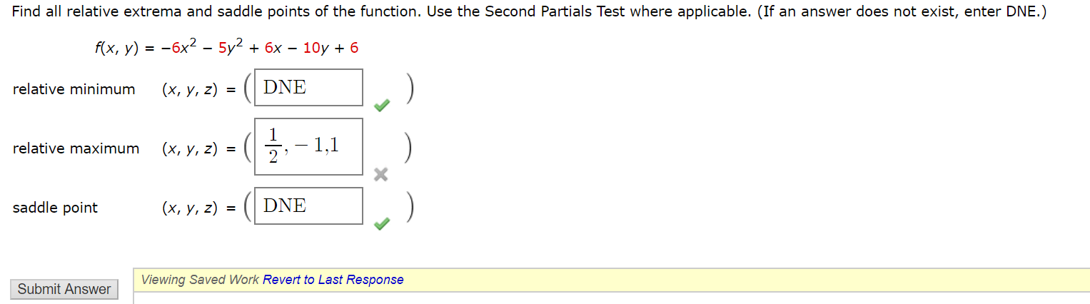 Solved Find all relative extrema and saddle points of the | Chegg.com