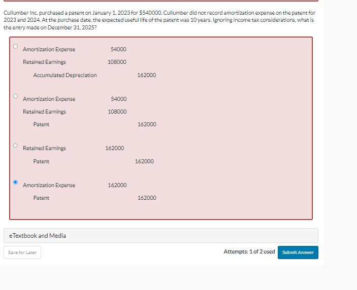 Solved ullumber Inc. purchased a patent on January 1,2023