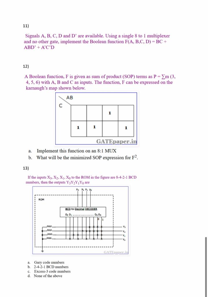 Solved 11) Signals A, B, C, D And D' Are Available. Using A | Chegg.com