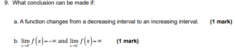 Solved 9. What conclusion can be made if: a. A function | Chegg.com