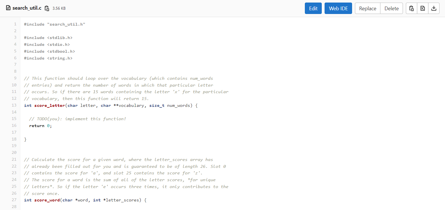 Solved search_util.c 3.56 KB Edit Web IDE Replace Delete 1 | Chegg.com