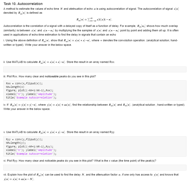 Task 9. Add an echo to your speech signal y[n] = x[n] | Chegg.com