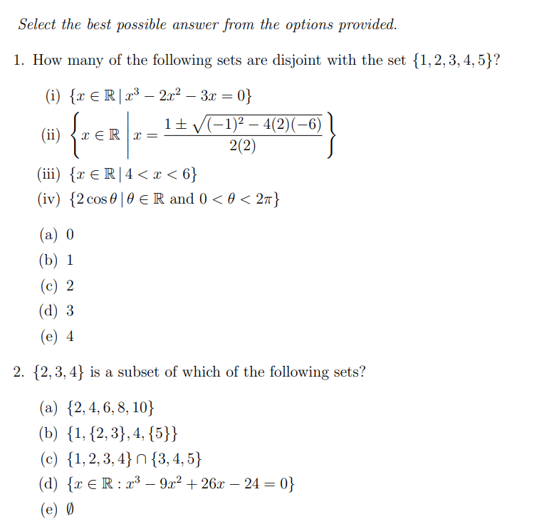 Select The Best Possible Answer From The Options | Chegg.com