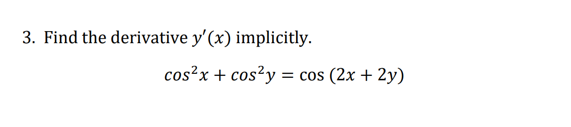 derivative of cos x 2 y