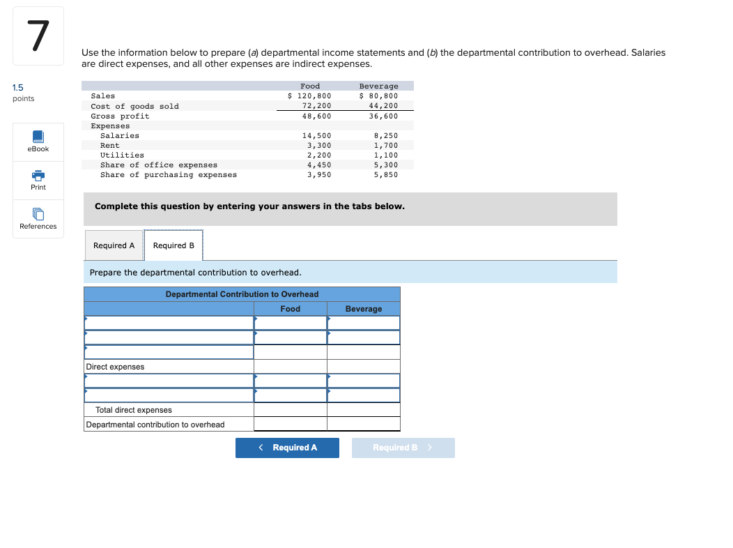 Solved Use the information below to prepare (a) departmental