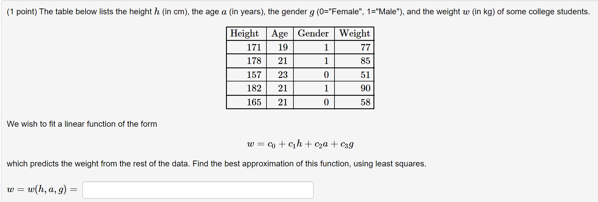 Solved 1 Point The Table Below Lists The Height H In C Chegg Com