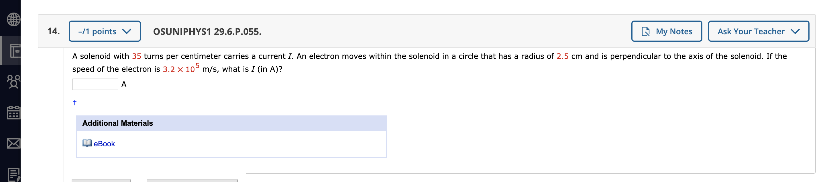 Solved A solenoid with 35 turns per centimeter carries | Chegg.com