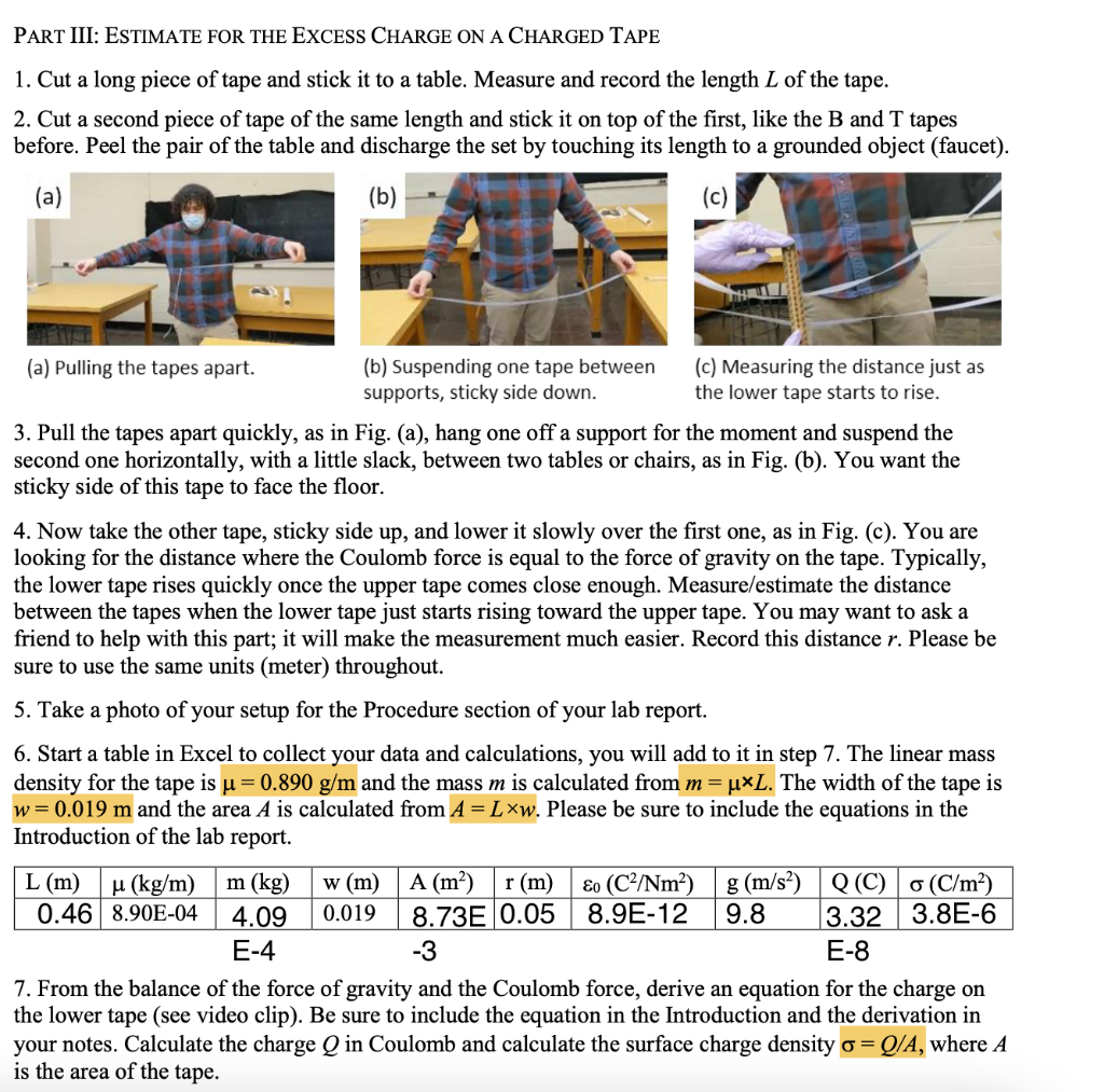 Solved PART III: ESTIMATE FOR THE EXCESS CHARGE ON A CHARGED | Chegg.com