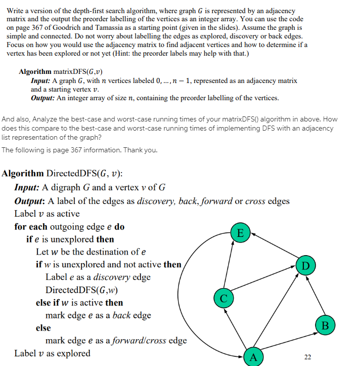 Write a version of the depth-first search algorithm, | Chegg.com