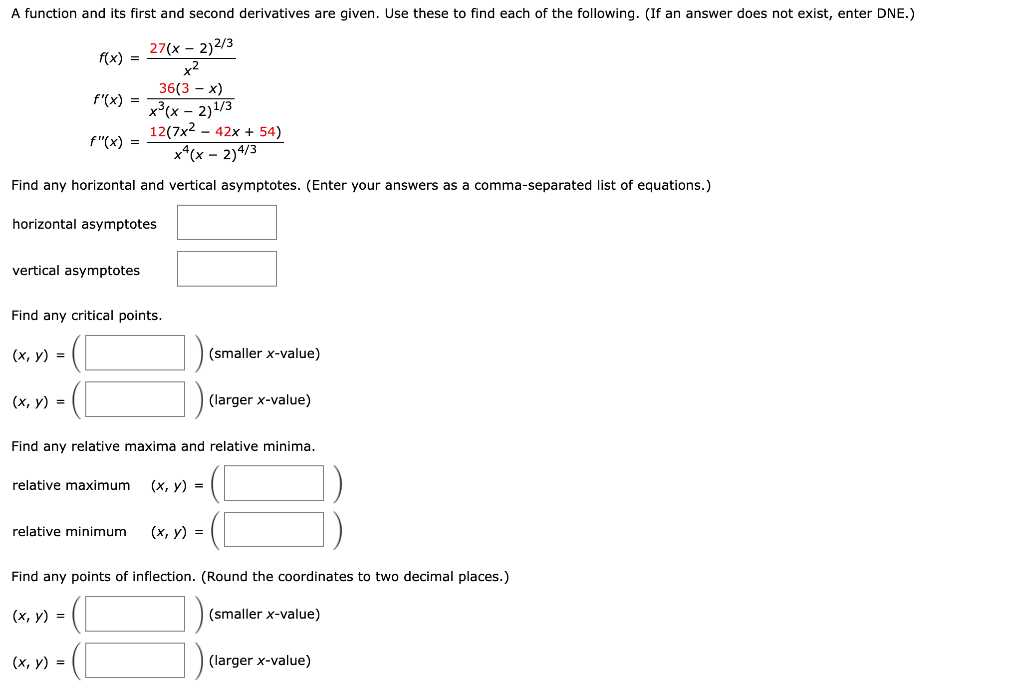 Solved A function and its first and second derivatives are | Chegg.com